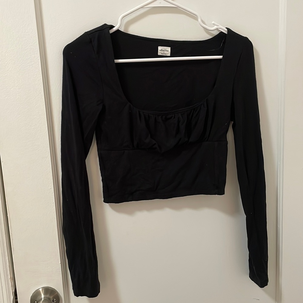 aritzia wilfred free black long sleeve ruched